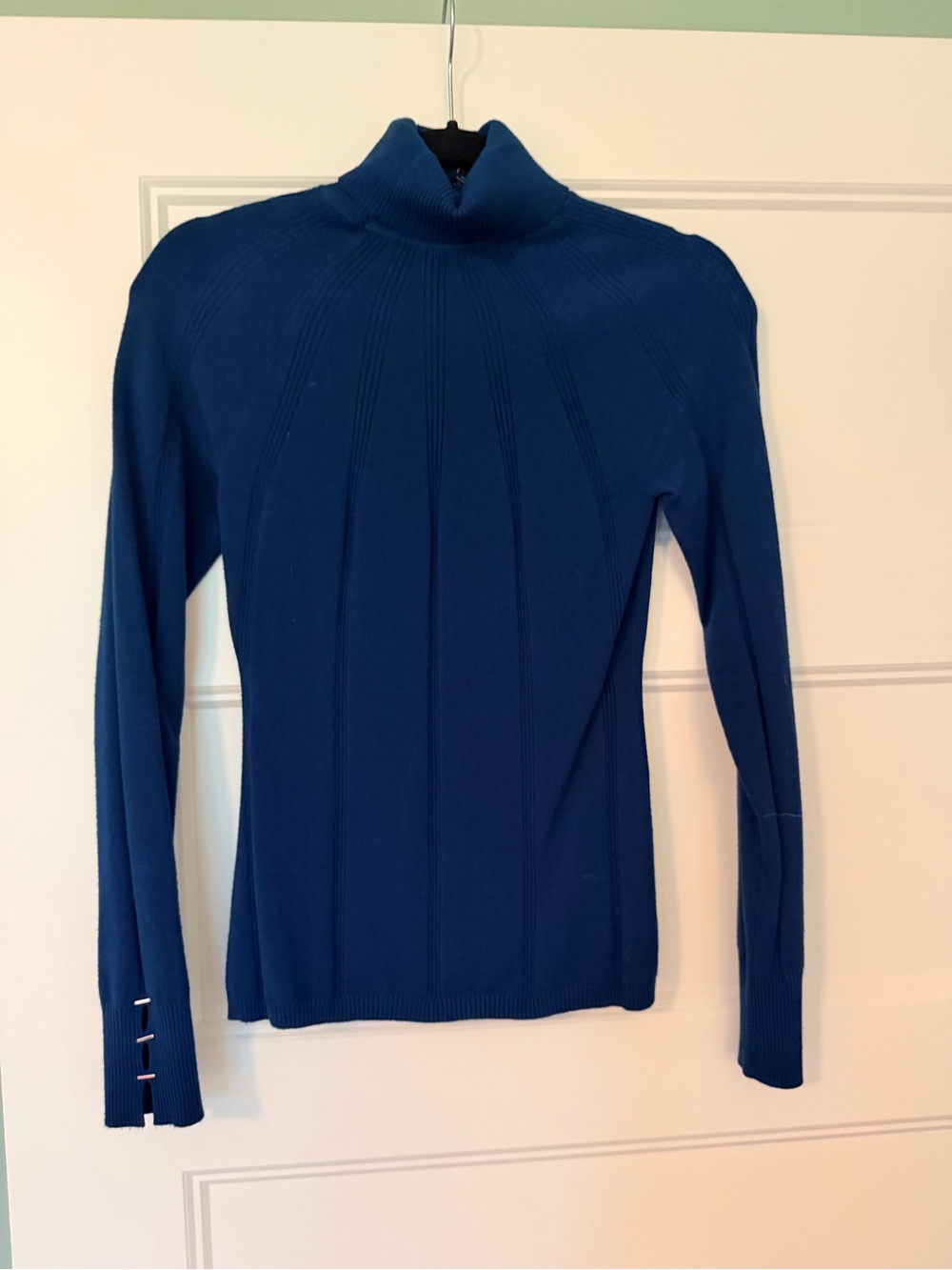 White House Black Market Cobalt Blue Ribbed Mock Neck Sweater